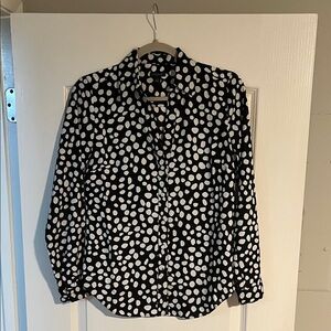 ANN TAYLOR Black and White Polka Dot Women's Blouse